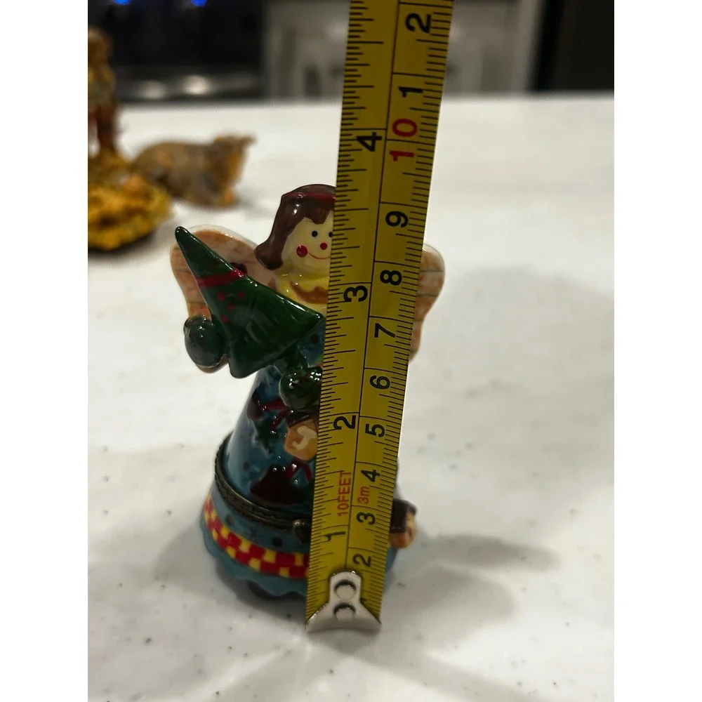 Christmas Angel Hinged Trinket Box Ceramic Hand Painted Holiday Figurine fun
